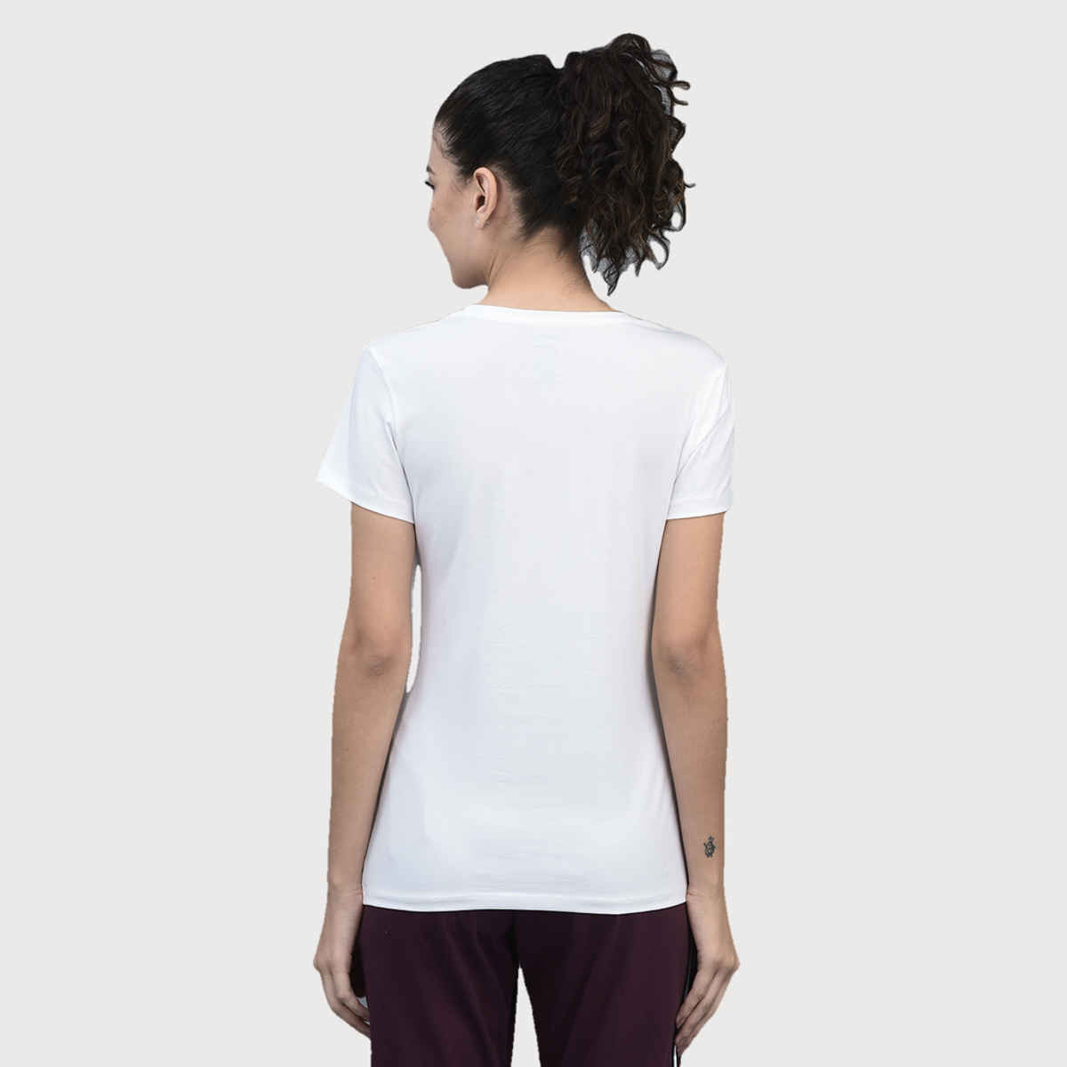 Dollar Women Round Neck T-shirt - White | Stretchable Cotton | XL