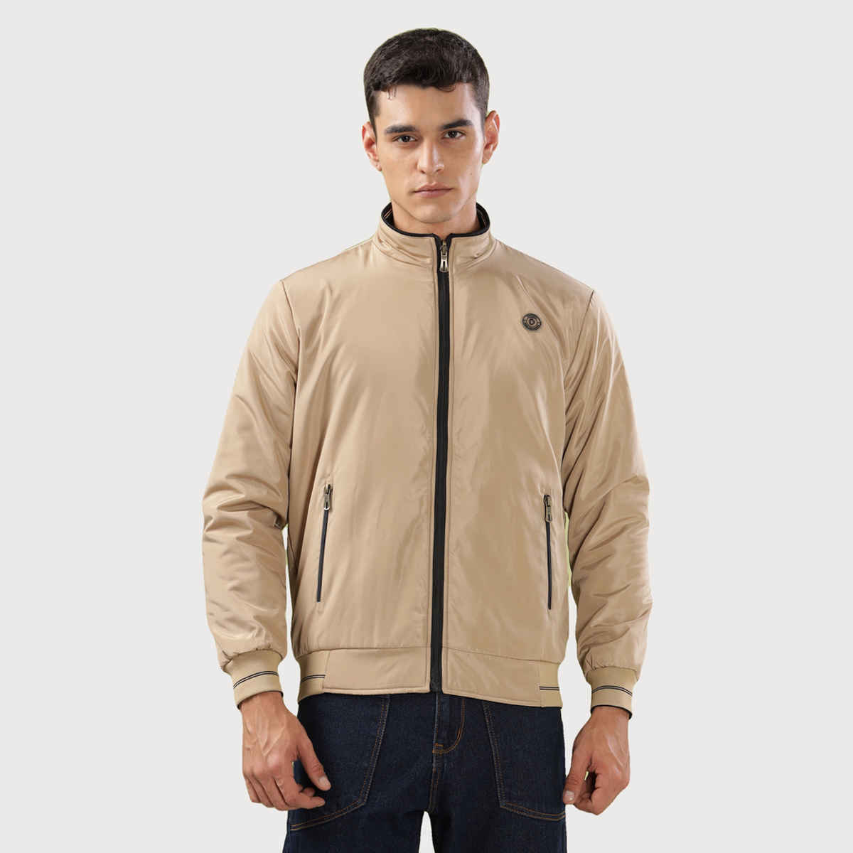 Dollar Jacket For Men - Casual Zipper Bomber For Winter | Mamwj 901 | Beige | M