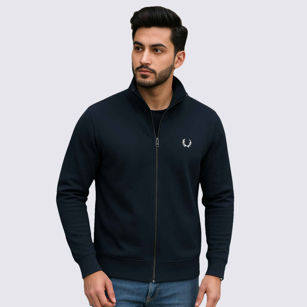 Gcyx Men's Stripe Sleeve Sweat Shirt | 70% Cotton and 30% Polyester | Black - L