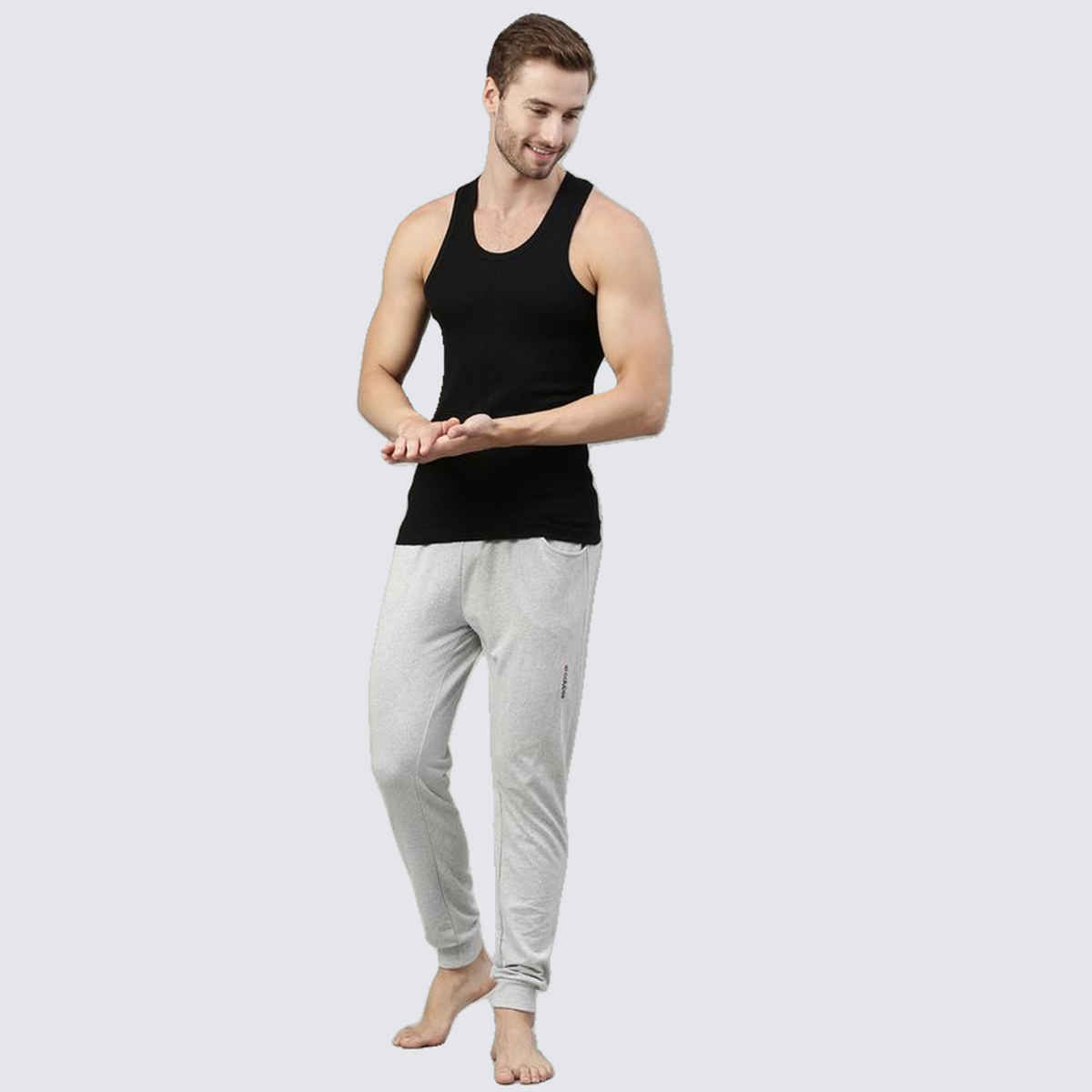 Dixcy Scott Originals Men's Solid Combed Cotton Vest | Black - S