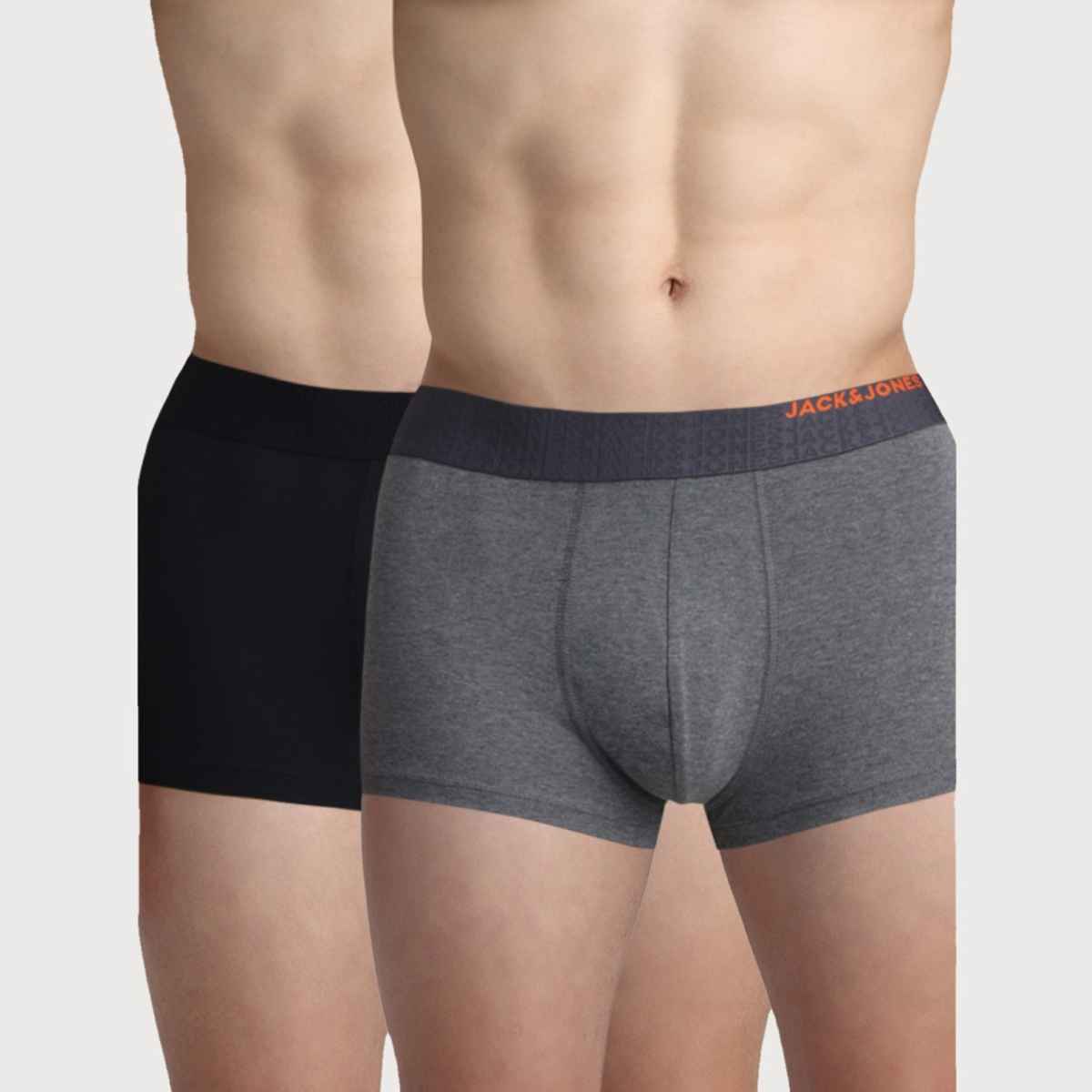 JACK & JONES Men's Grant Trunk | Pack of 2 | Dark Grey Melange - L