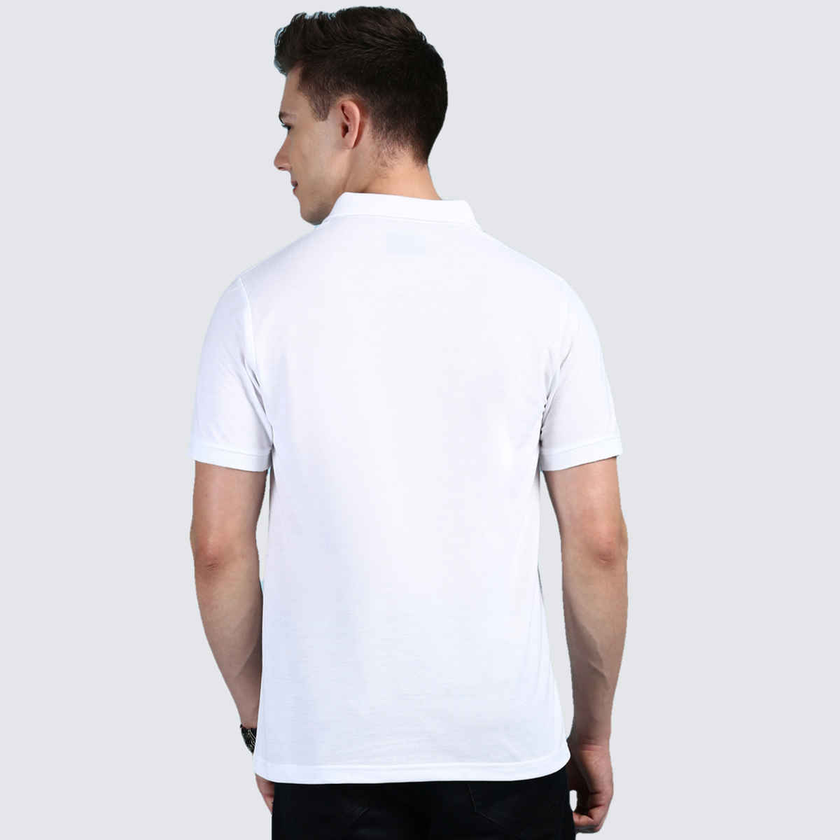 Lux Cozi Men's Solid Cotton Polo T-shirt | White - S