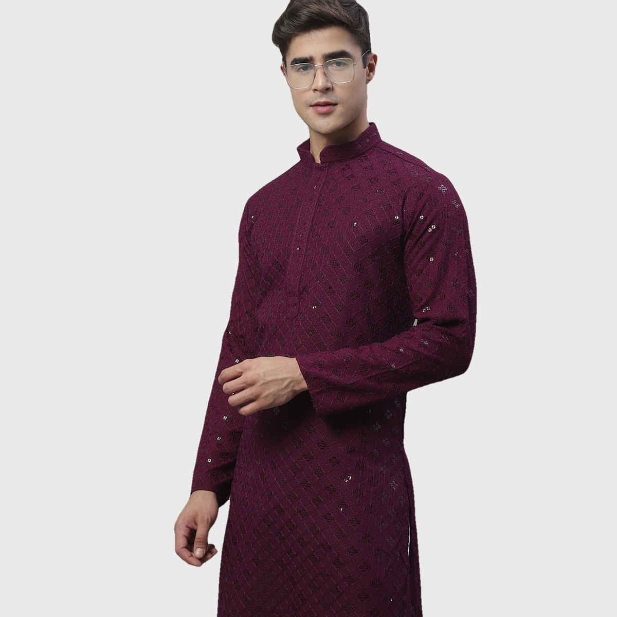 Jompers Men's Kurta | Ko 695 | Purple - S