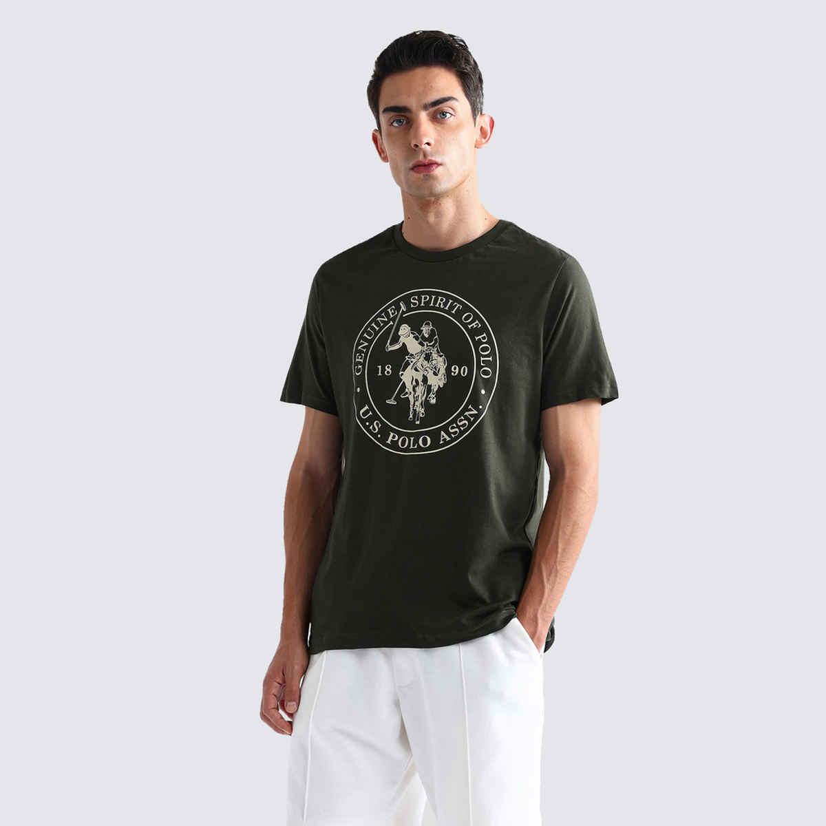 U.S. Polo Assn. Men's Comfort Fit Printed Lounge T-Shirt | Olive - L