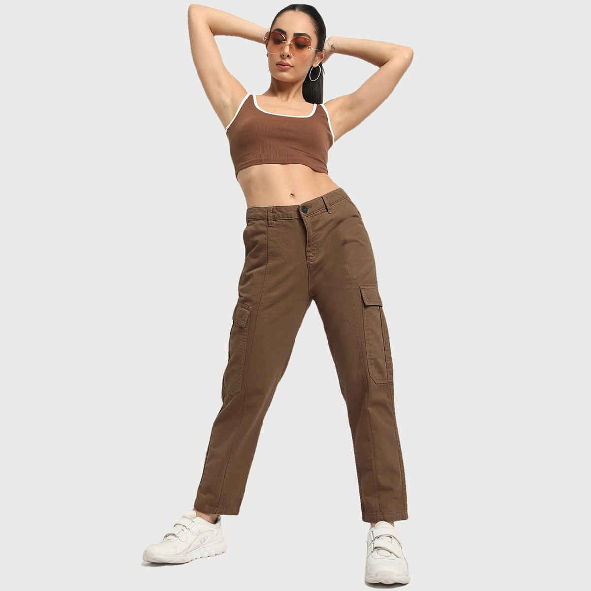 IVOC Women's Regular Cargo Trousers | Coffee Liquer - 32