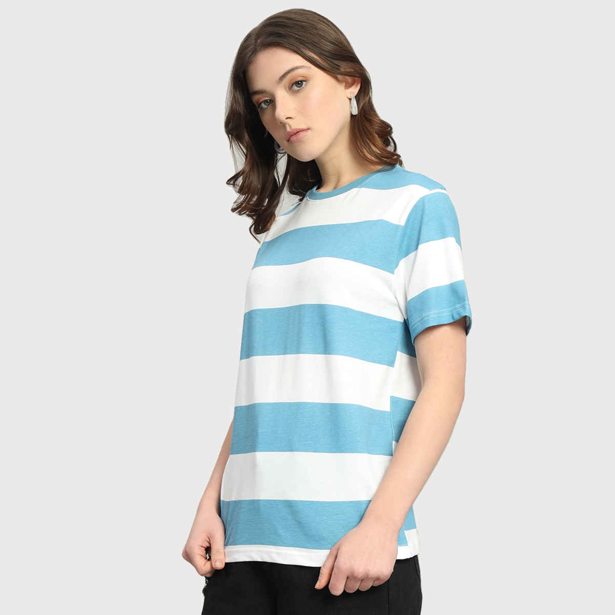 The Dry State Women's Blue Jasper & White T-shirts WTSH | 1617A | L