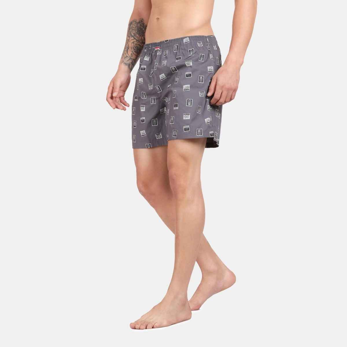 Pepe Jeans Mens Dark Grey AOP 100% Cotton Printed Boxer  - Pack of 1 (XXL) Comfort Fit, Soft Fabric