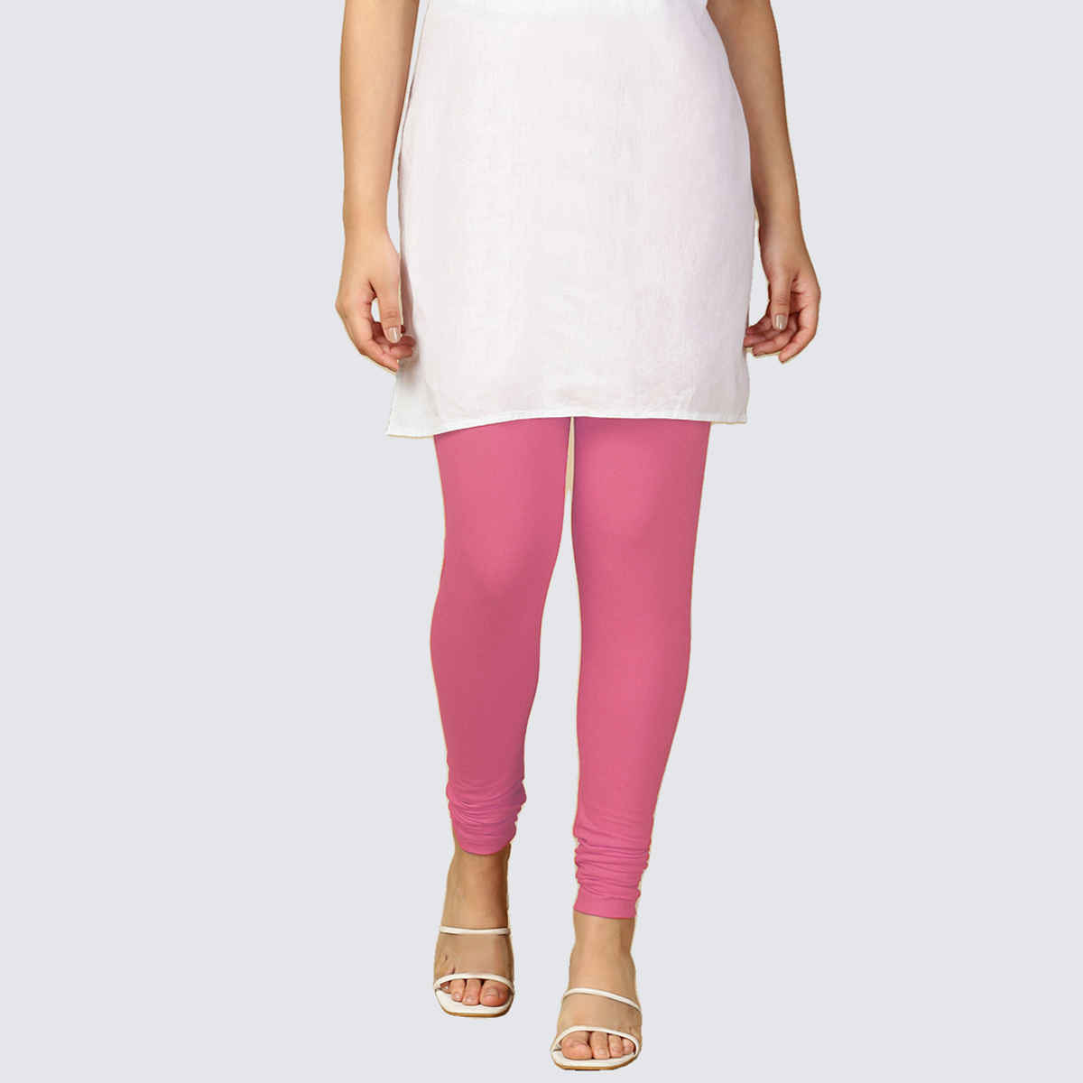 PYNK By Lux Cozi Women Ultra Soft 360 Stretch Premium Cotton Churidar Leggings|Light Pink|Free Size