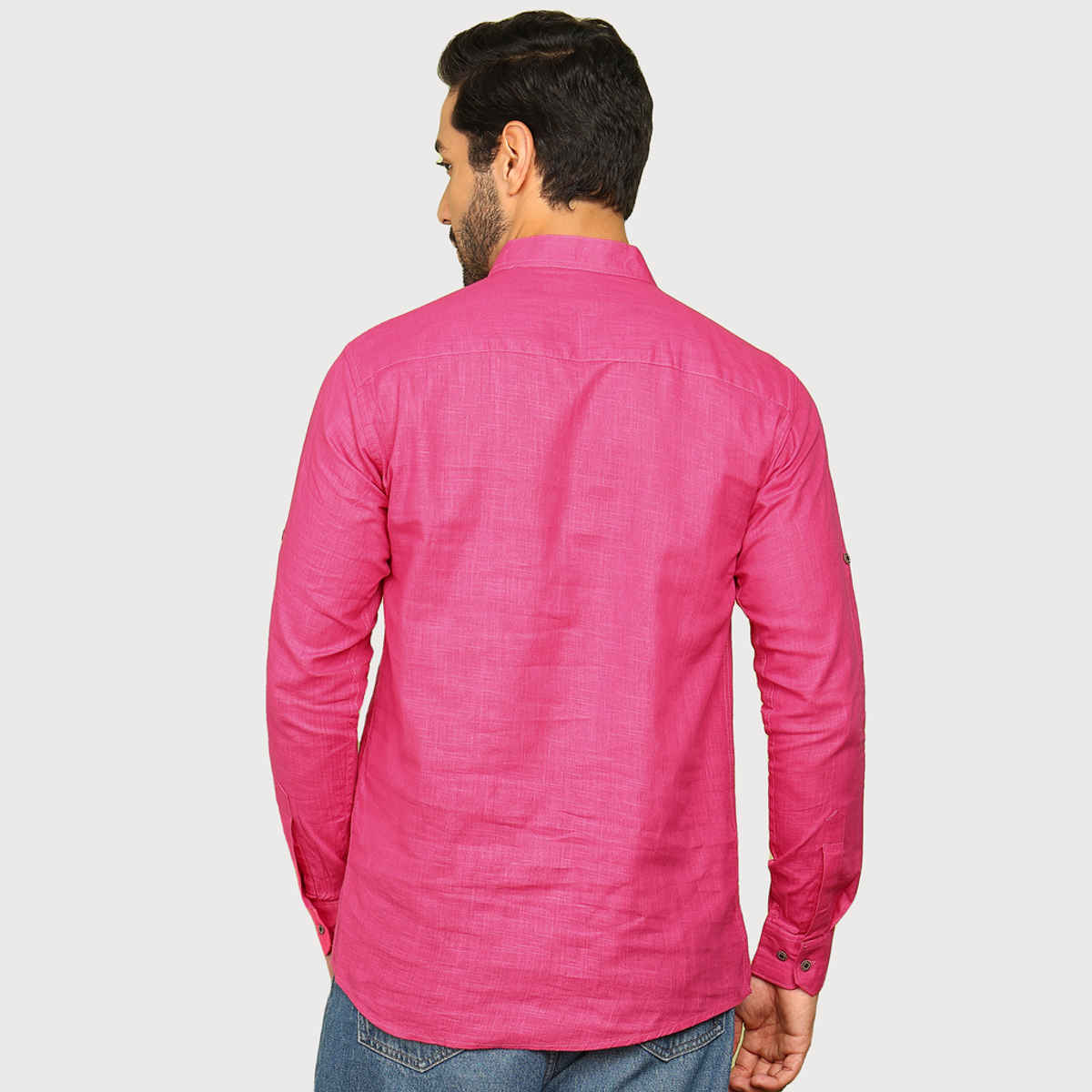 Allan Peter Men's Solid Short Kurta | Pink - L