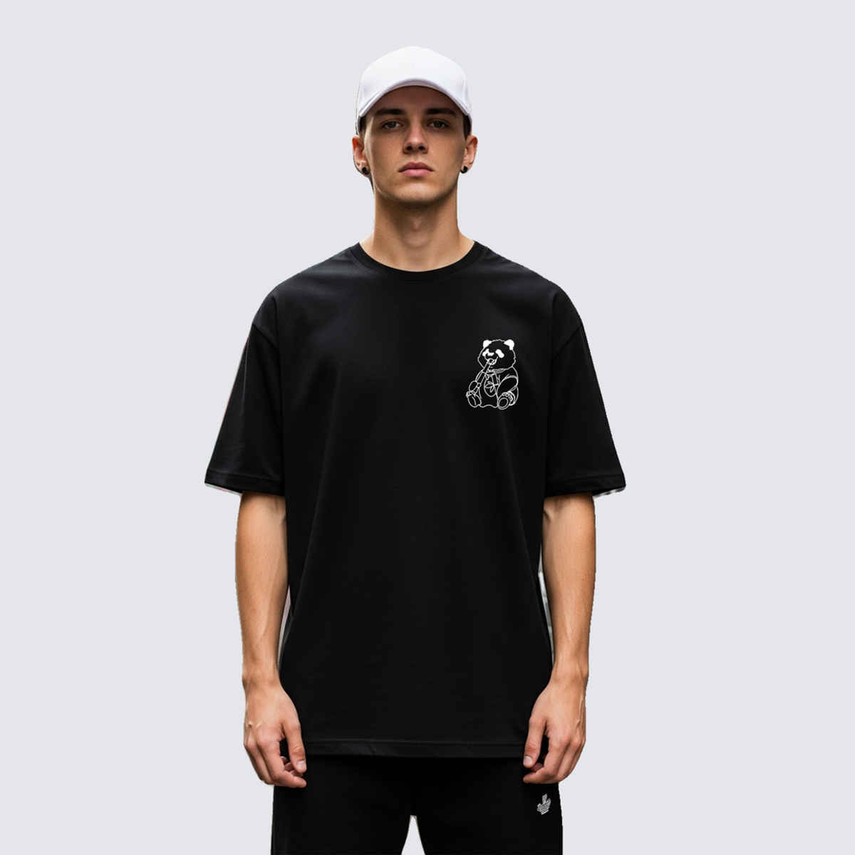 BENNY BROOKS Men's Round Neck half sleeve Oversized T-shirt |AA(ARN)BLACK32 | Black - M