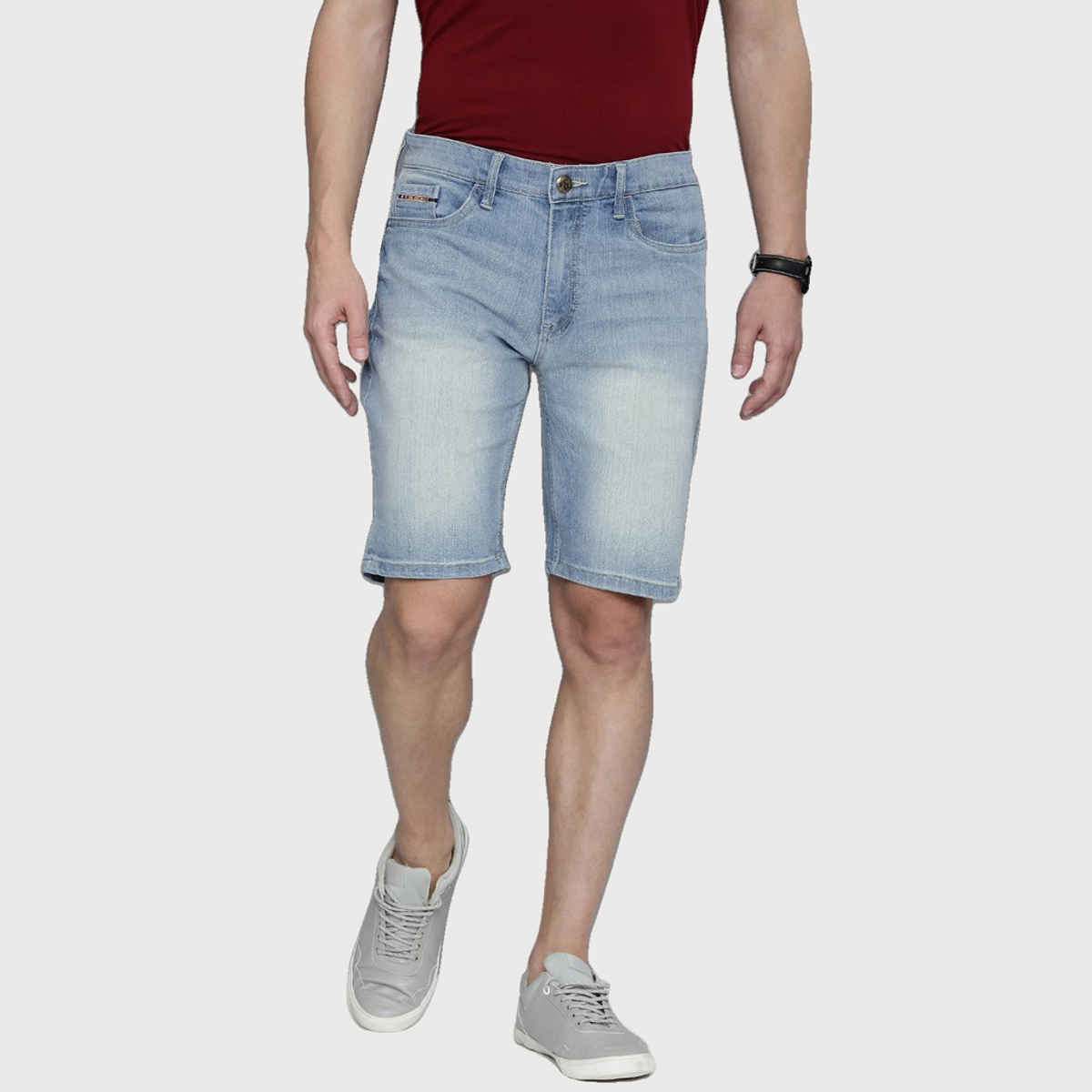 The Indian Garage Co Men | Slim Fit Solid Casual Denim | Ss Blue | 30