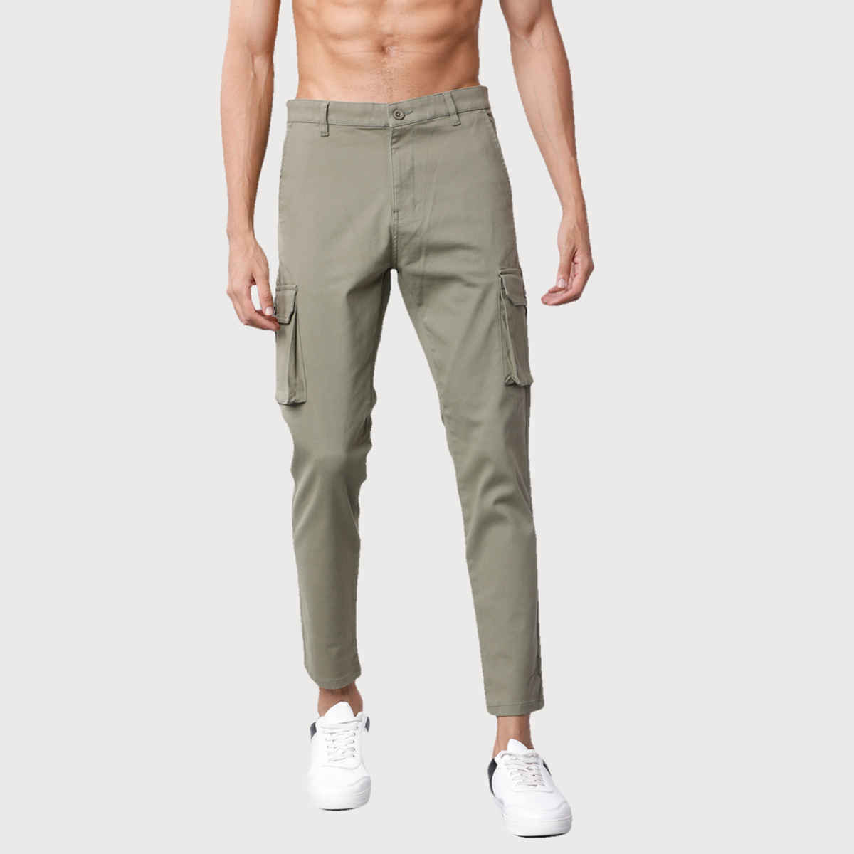 HIGHLANDER Men's Slim Fit Solid Cargos | Capulet Olive - 30