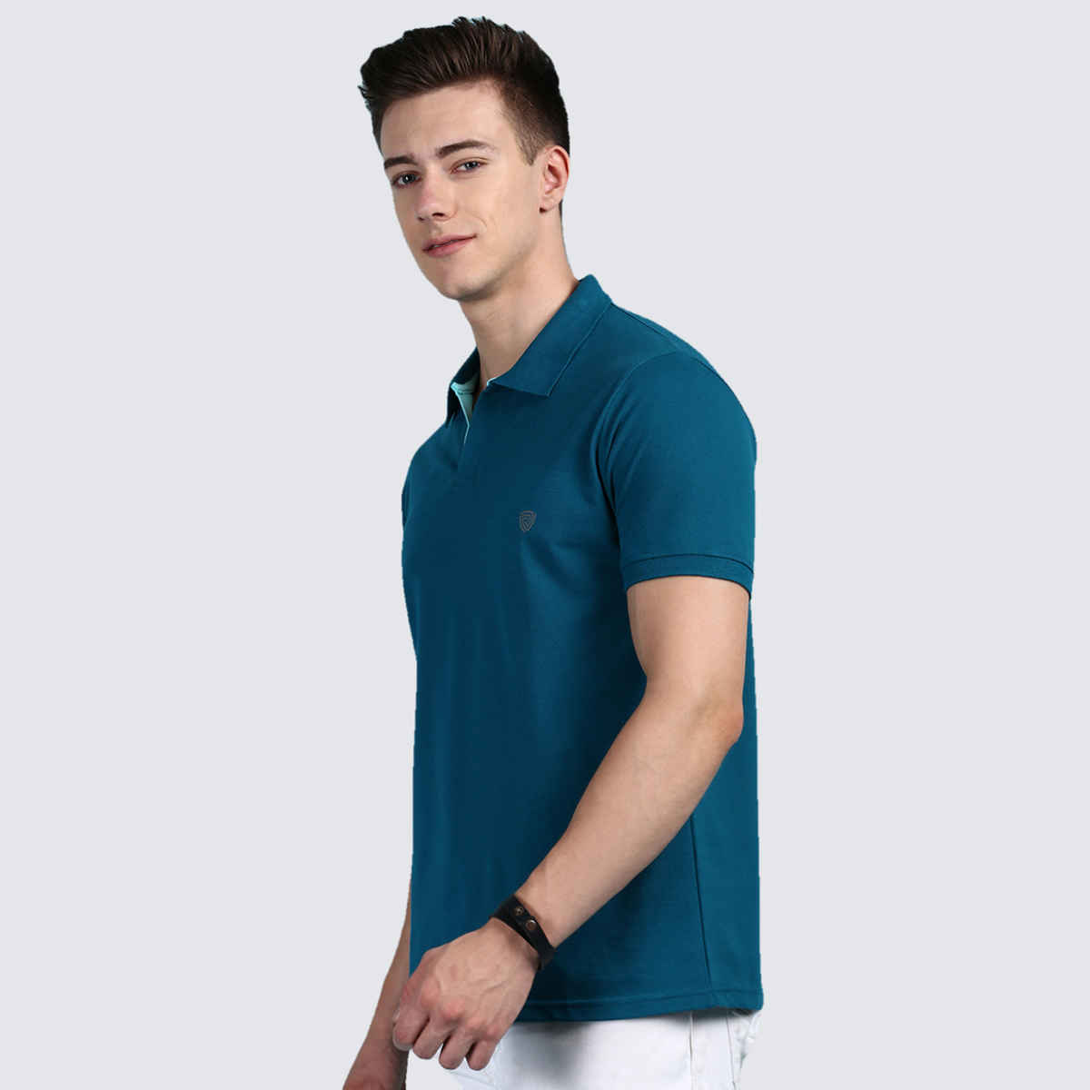 Lux Cozi Men's Solid Cotton Polo T-shirt | Emerald - XL