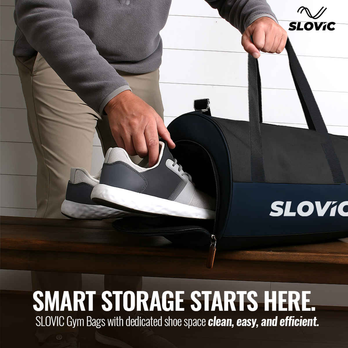 Slovic Gym Bag Use with Separate Shoe Compartment | Adjustable Straps - 20 L