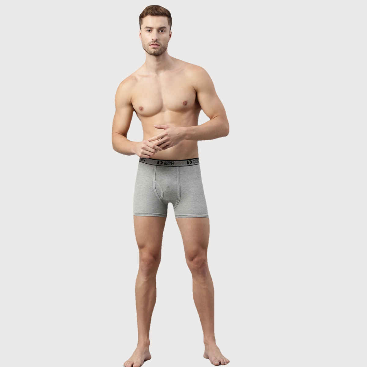 Dixcy Scott Men's Solid 100% Combed Cotton Durable Outer Elastic Trunk | Multicolour - M