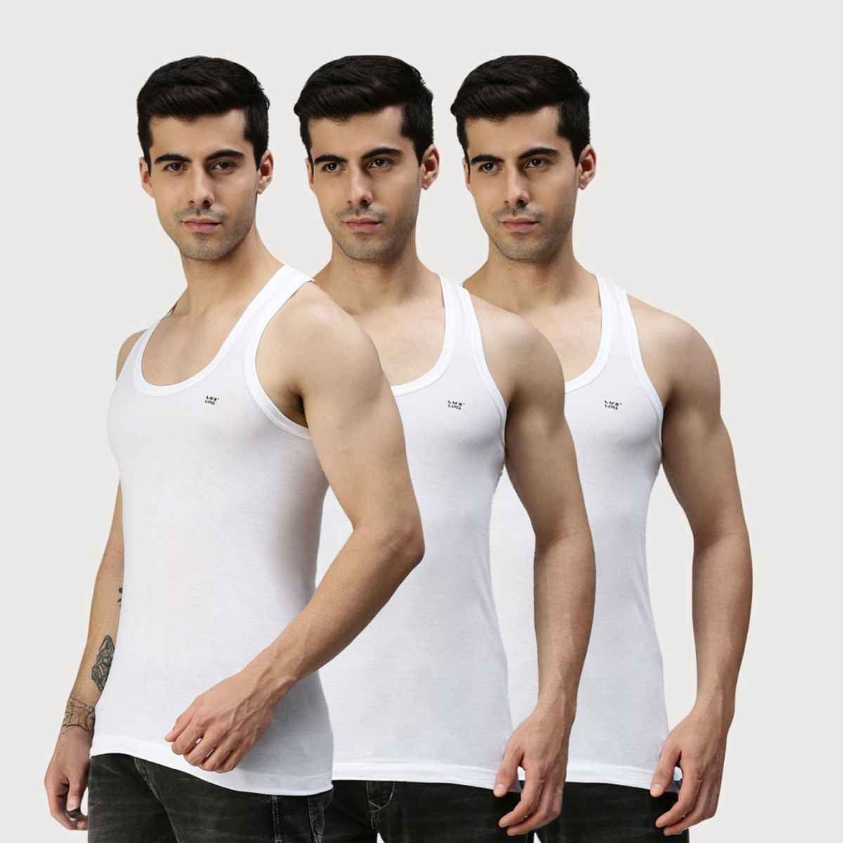 Lux Cozi Men's White Cotton Vest | White | 80 - Pack of 3