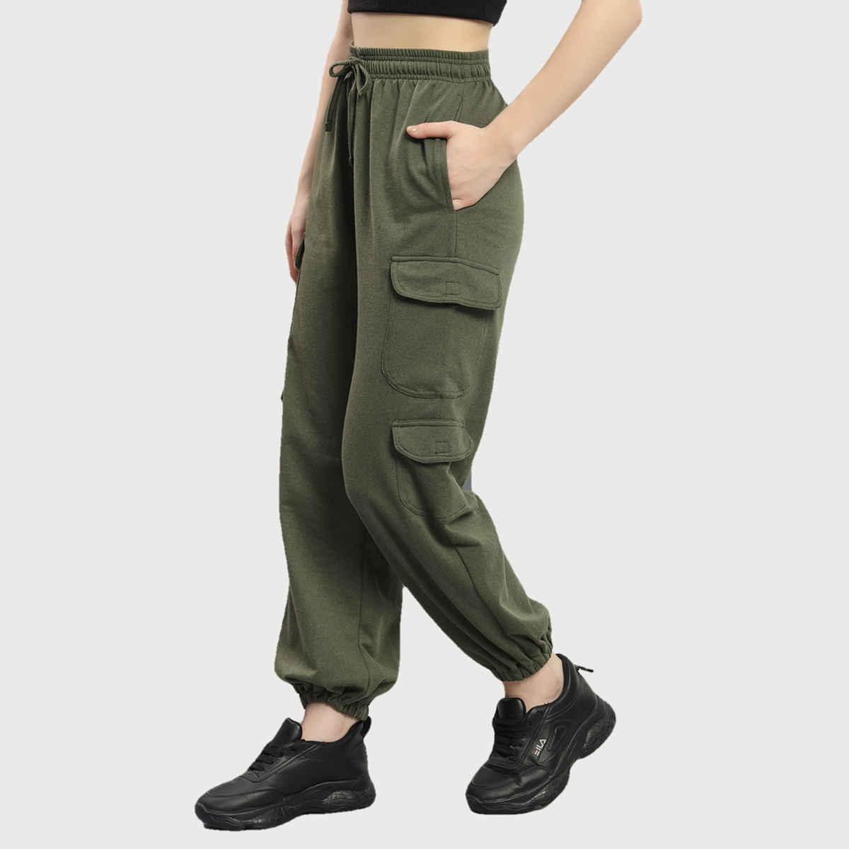 Q-rious Women's AdventureFlex Cargo Joggers | GLJ-CARGO | Olive - 34