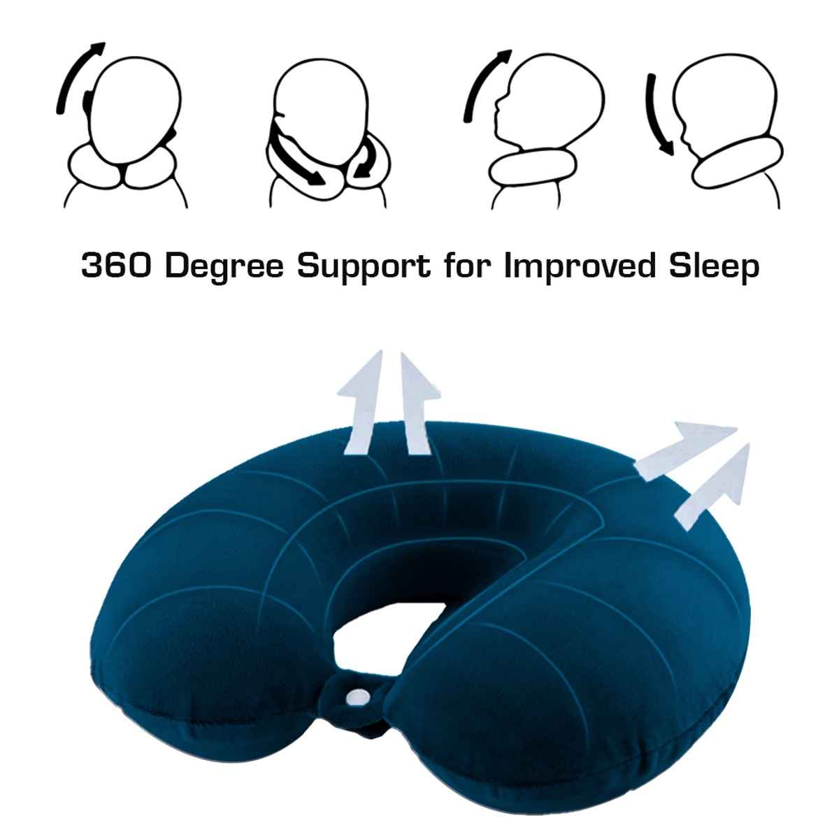 Billebon Unisex Memory Foam Travel Neck Pillow | Navy Blue - One Size