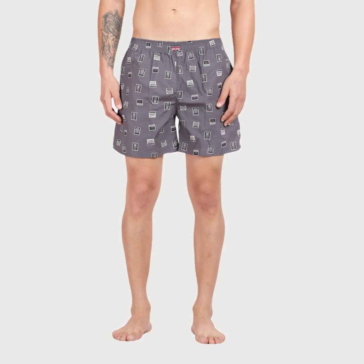 Pepe Jeans Mens Dark Grey AOP 100% Cotton Printed Boxer  - Pack of 1 (XXL) Comfort Fit, Soft Fabric