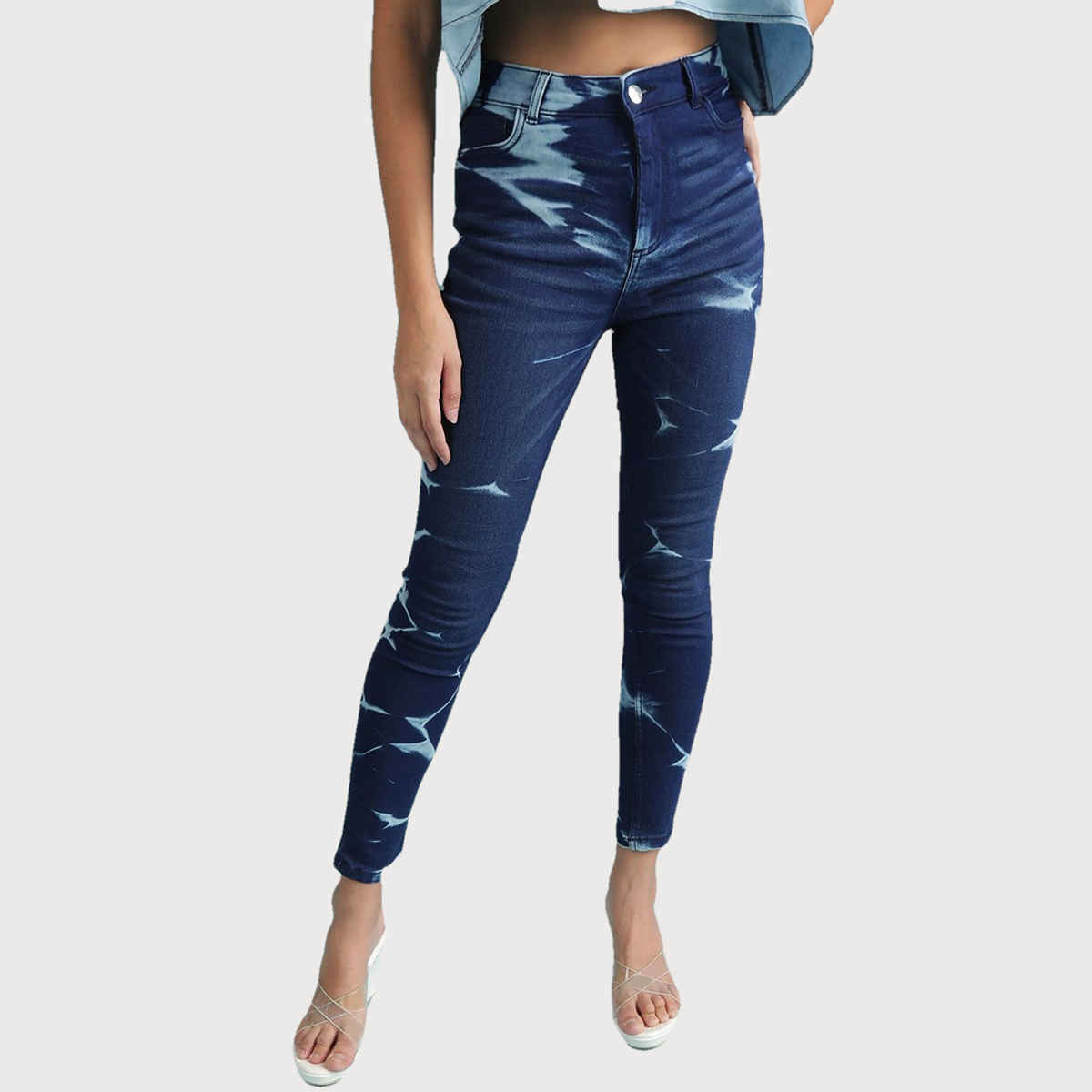 Freehand Women's Skinny Fit Denim Jeans With Tying | Blue - 32