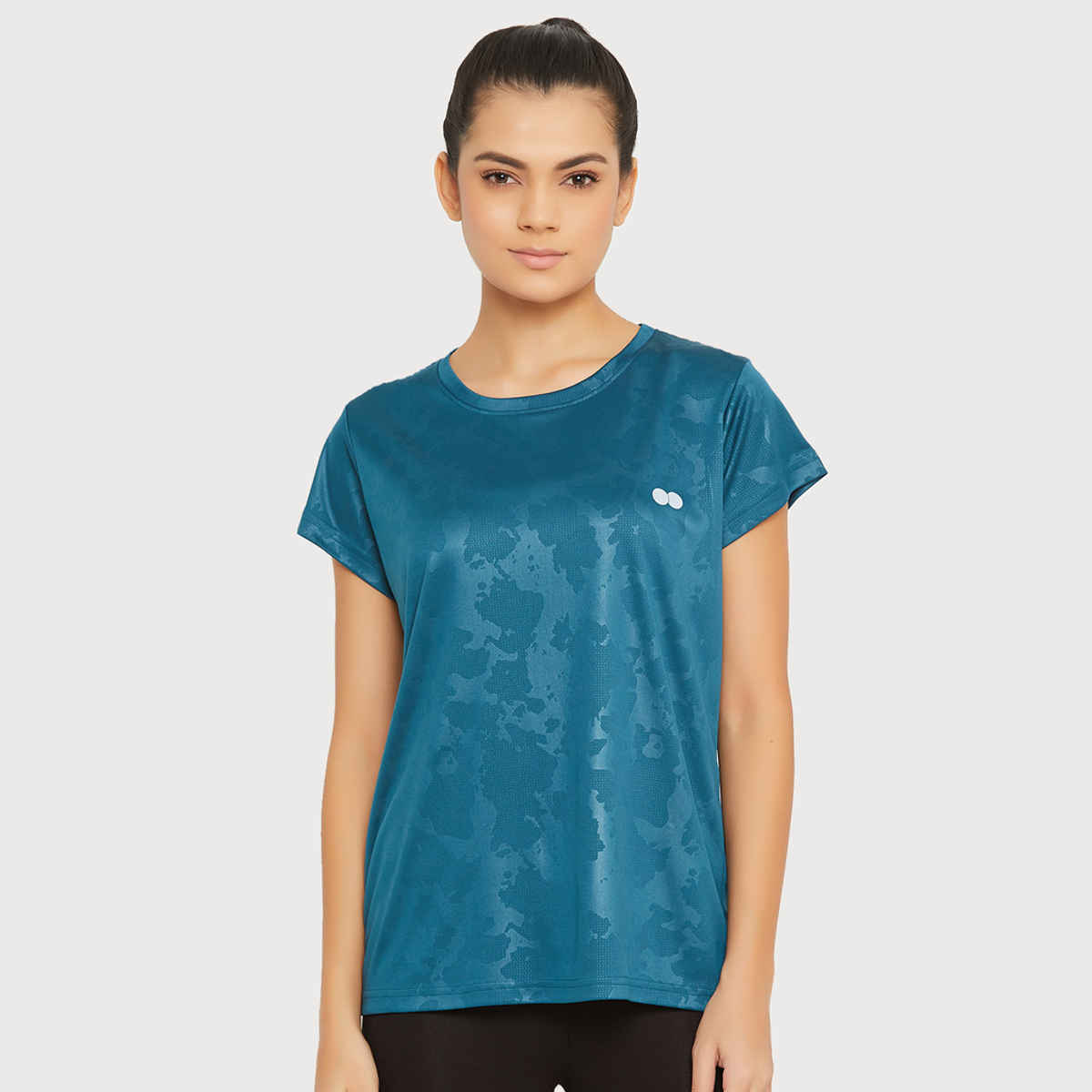 Clovia Active Printed T-Shirt | Blue | L