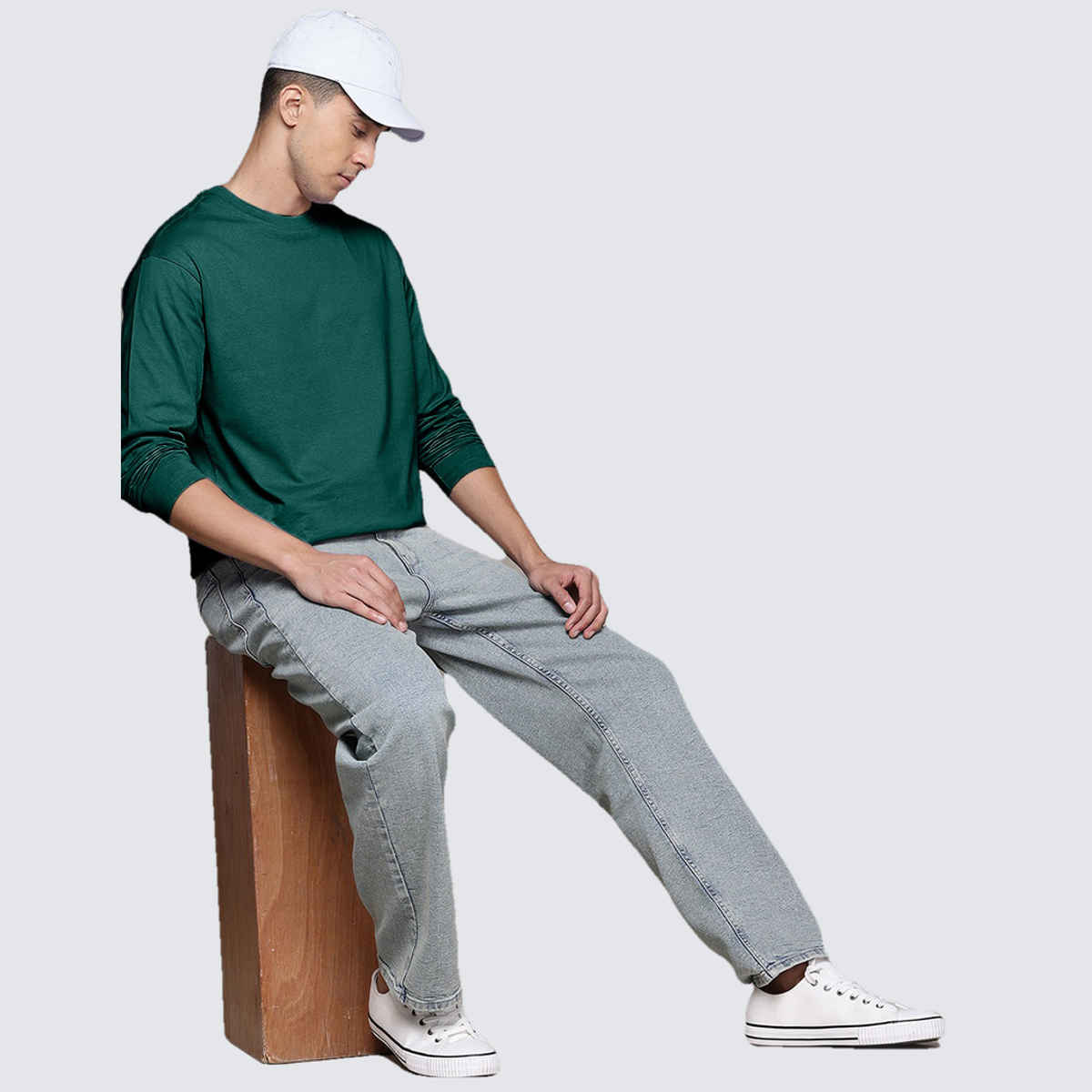 VEIRDO Men's Solid Full Sleeve T-Shirt | V FS REG GRN117 | Green - M