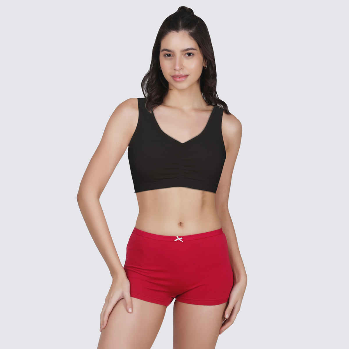 D'Chica Broad Strap Cotton Gym Bra For Women's | Removable Pads | Black | XL