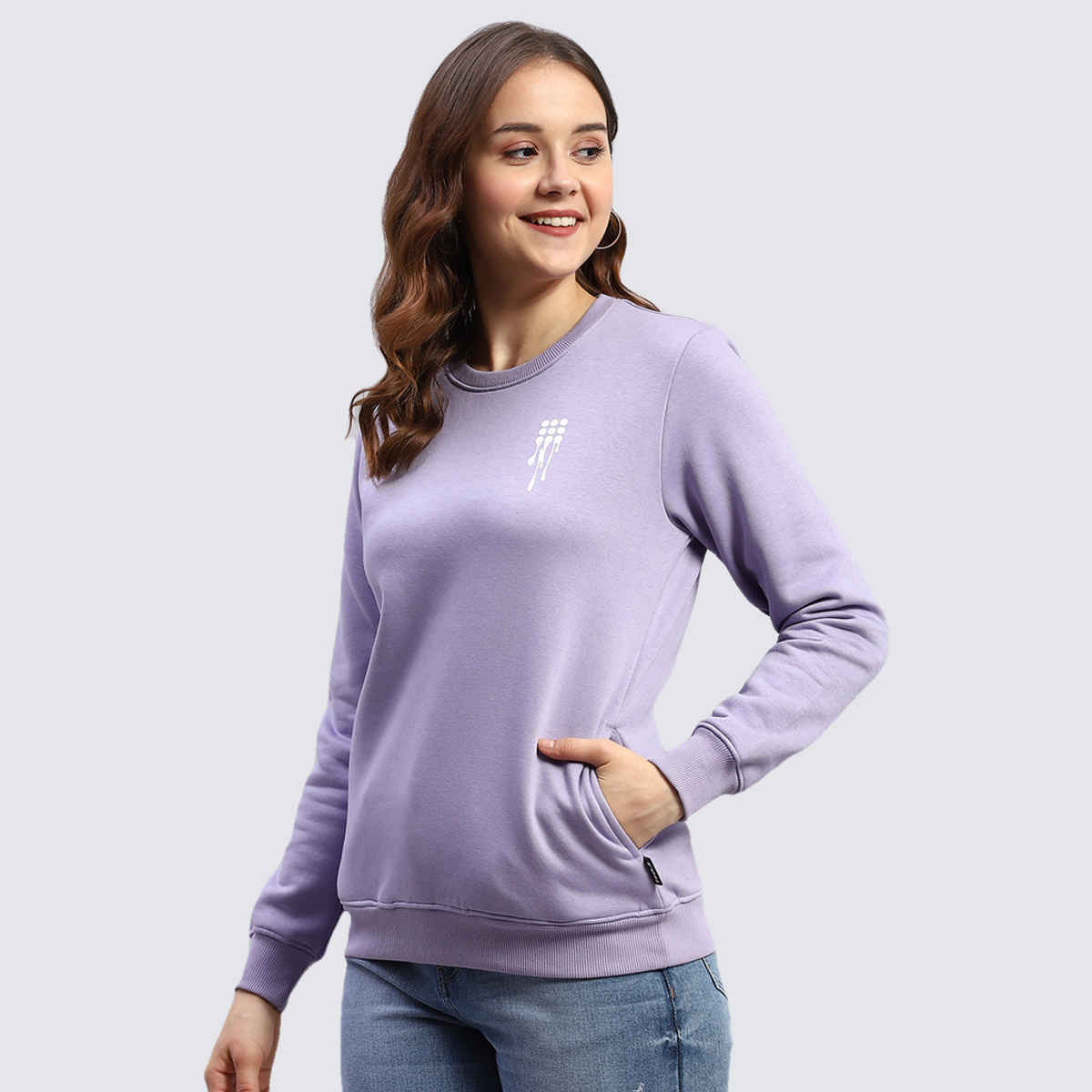 Rock.It By Monte Carlo Womens Lavender Round Neck Full Sleeve Sweatshirt | 2240102610-2-38 | L