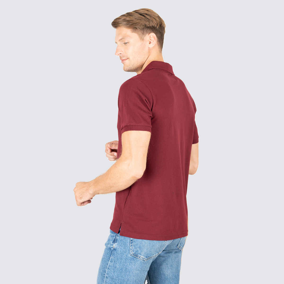 Lux Cozi Men's Cotton Polo T-Shirt, Meroon, M