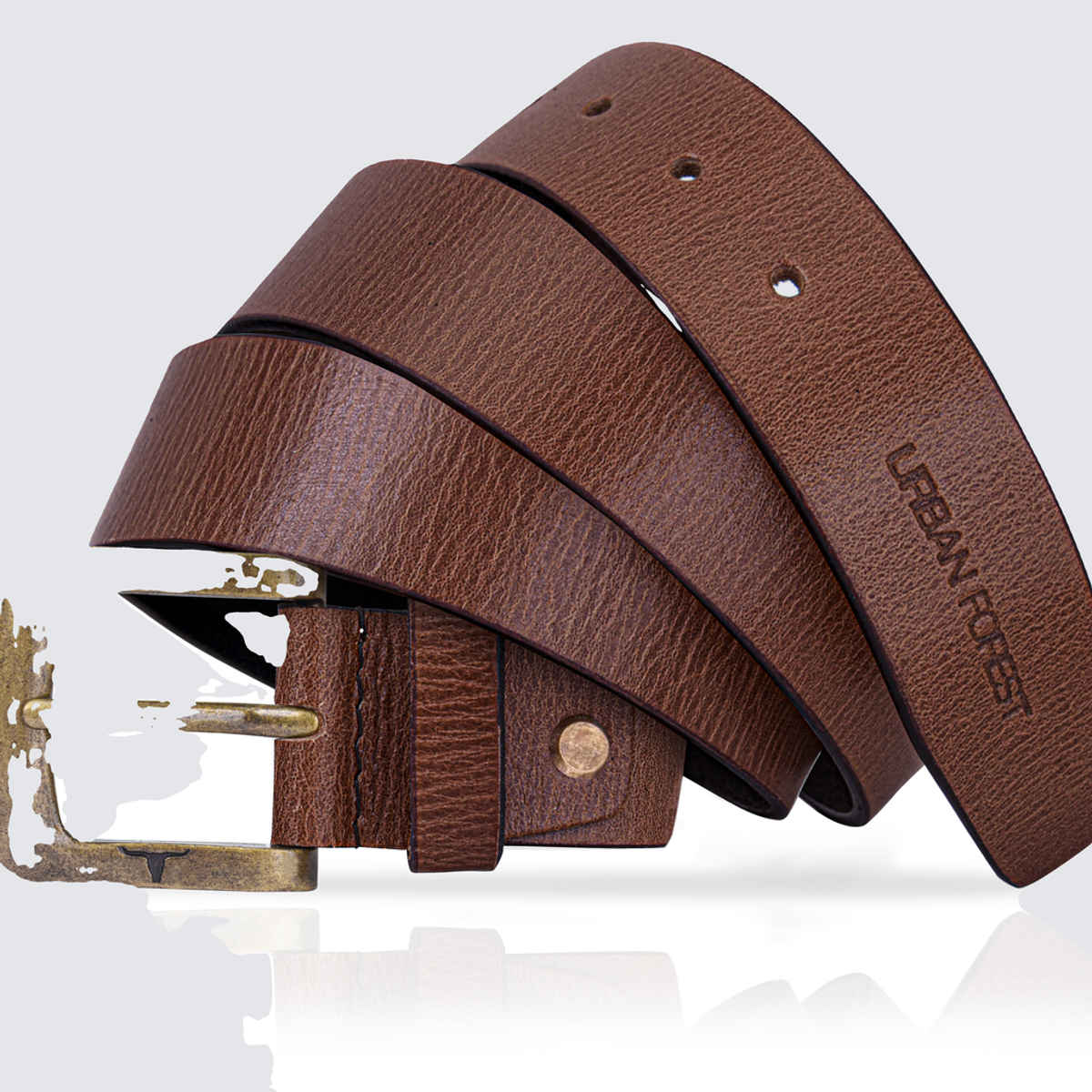 URBAN FOREST Men's Textured Casual Leather Belt | Tan