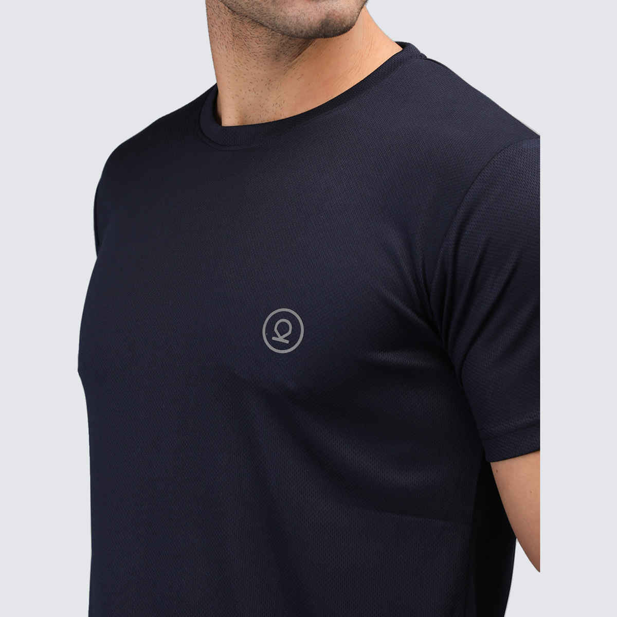 Chkokko Men's Solid Regular Fit Sports T-shirt | Navy Blue - S