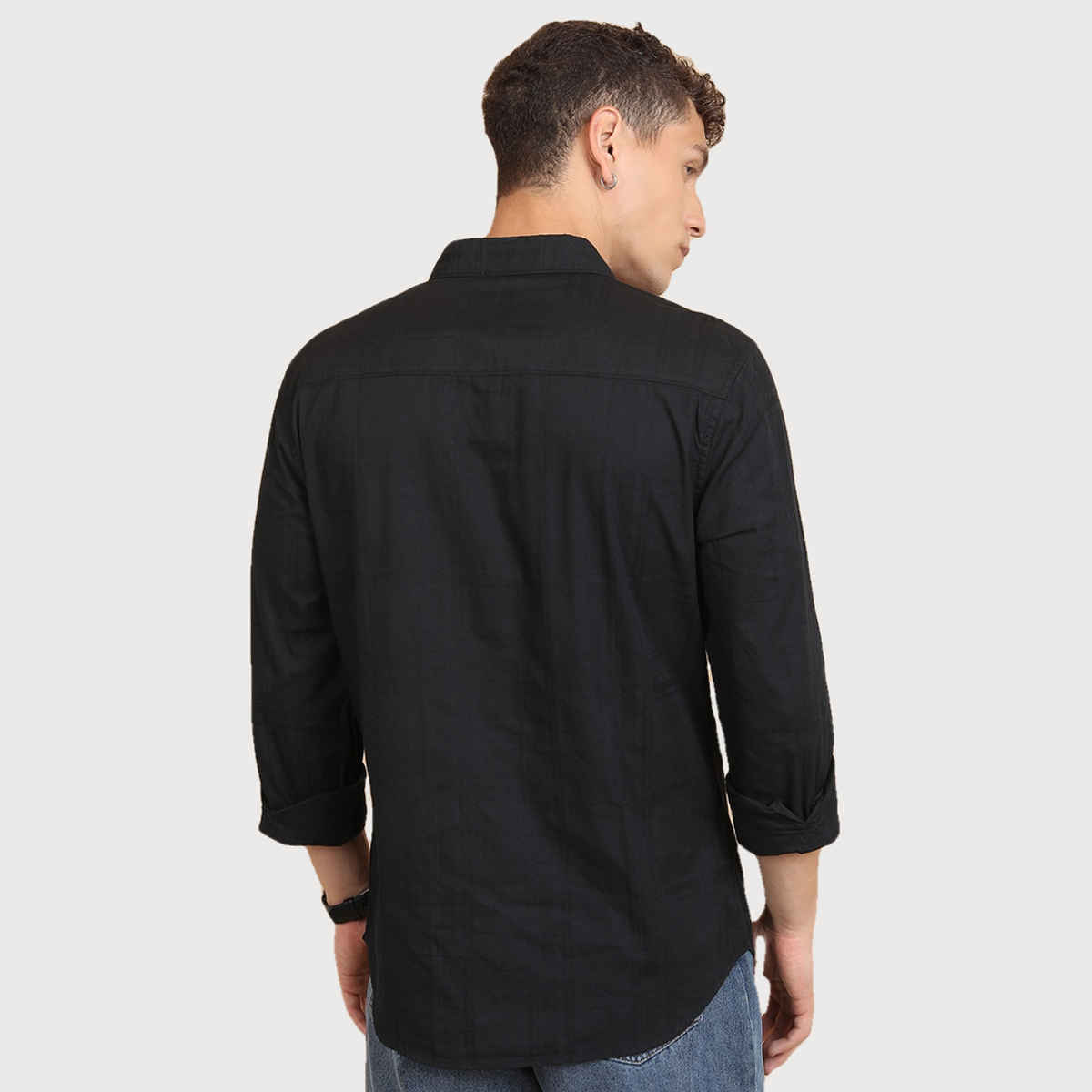 Ketch Men Solid Slim Fit Shirt | Black | L