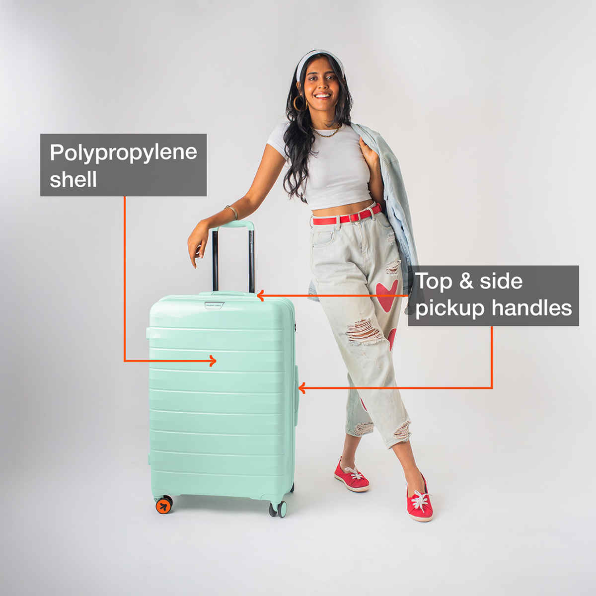 Nasher Miles Vienna Check-In Hard Sided Polypropylene- 28 Inch - 75 cm Trolley Bag- Cool Mint