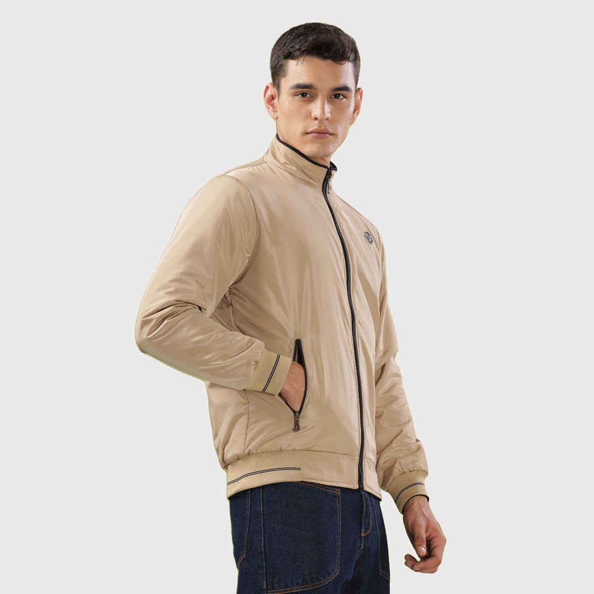 Dollar Jacket For Men - Casual Zipper Bomber For Winter | Mamwj 901 | Beige | M