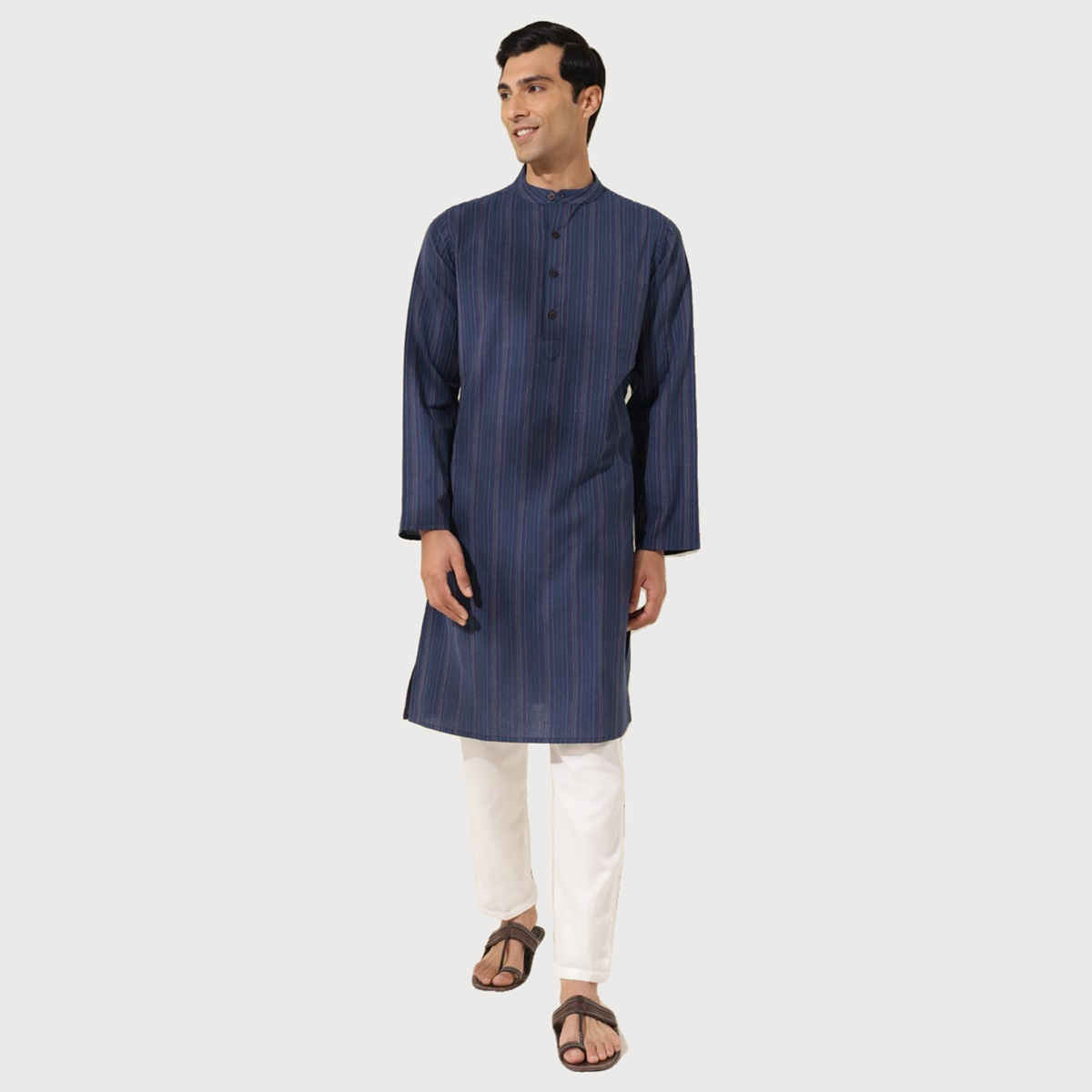 Fabindia Men's Long Kurta | Navy - M