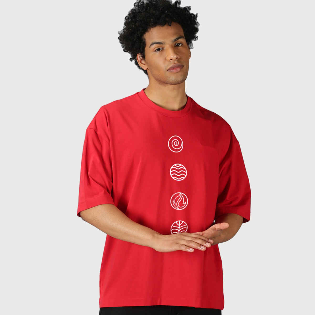 De Tees Men's Oversize T-shirt | M-OST-RED-POSITIVE | Red - XXL