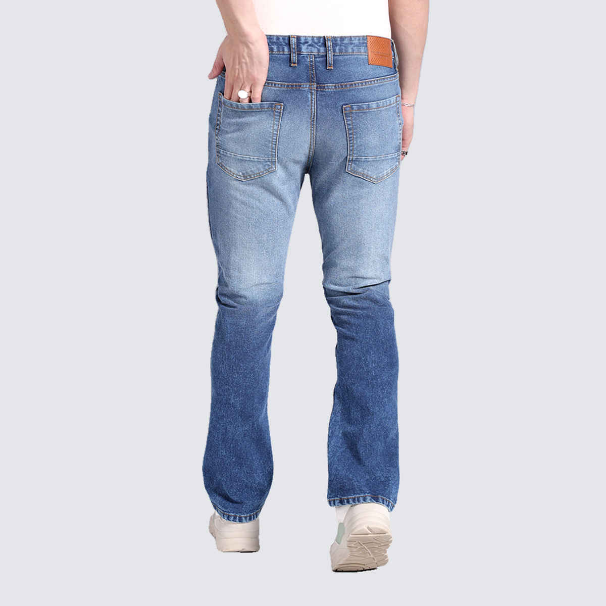 The Indian Garage Co Bootcut Solid Casual Jeans | Blue - 30