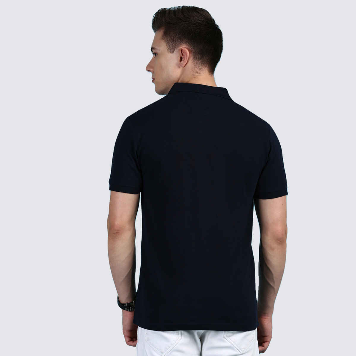 Lux Cozi Men's Solid Cotton Polo T-shirt | Navy - M
