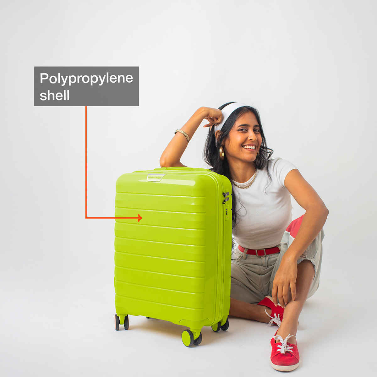 Nasher Miles Vienna Cabin Hard Sided Polypropylene 20 Inch|55 cm Trolley Bag - Neon Lime