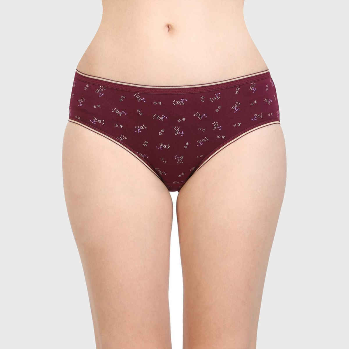 Bodycare Women Premium Cotton Multicolored Printed Mid Waist Rise Brief Panty - Pack Of 3 - S