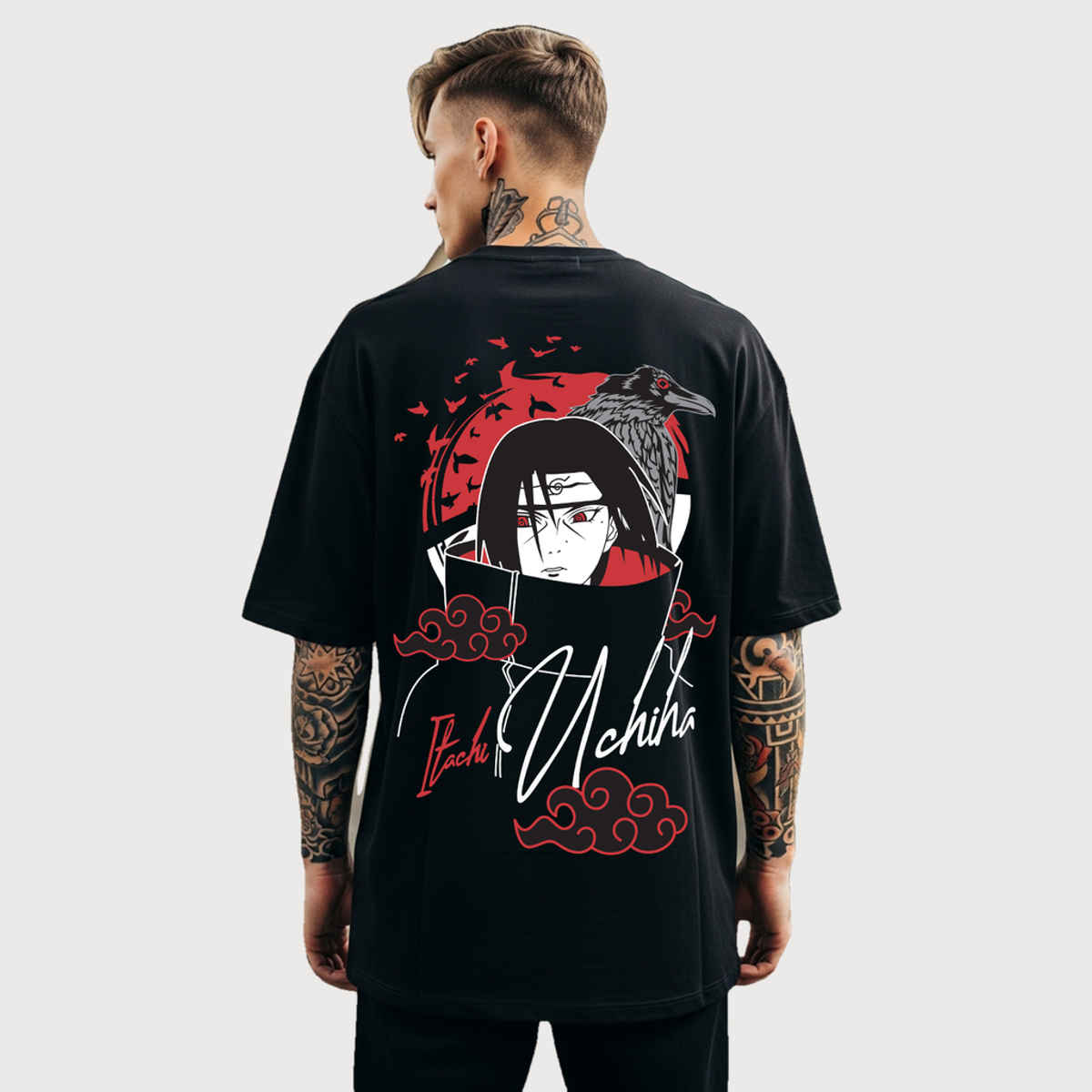 BENNY BROOKS Men's Round Neck half sleeve Oversized T-shirt |AA(ARN)BLACK129 | Black - L