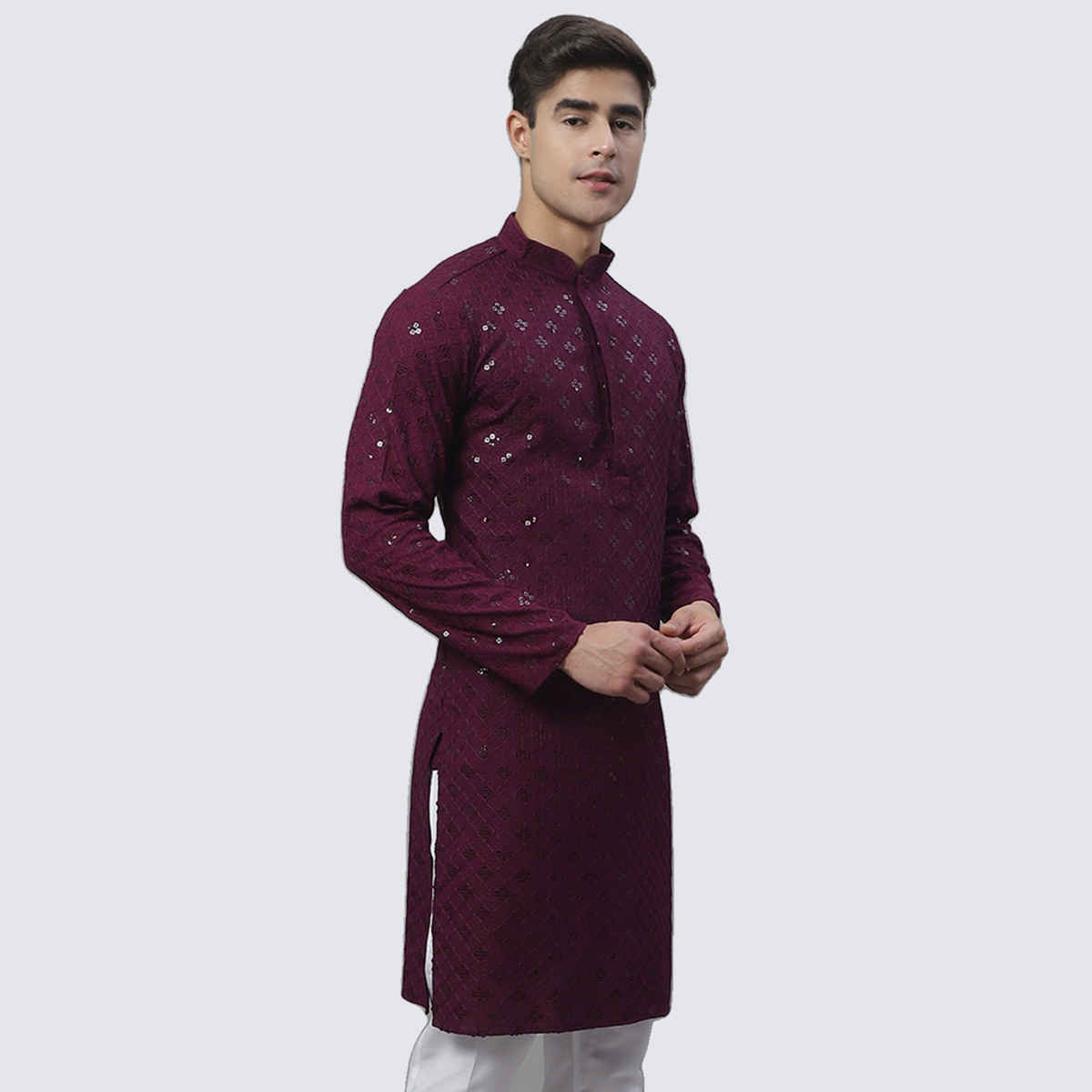 Jompers Men's Kurta | Ko 695 | Purple - M