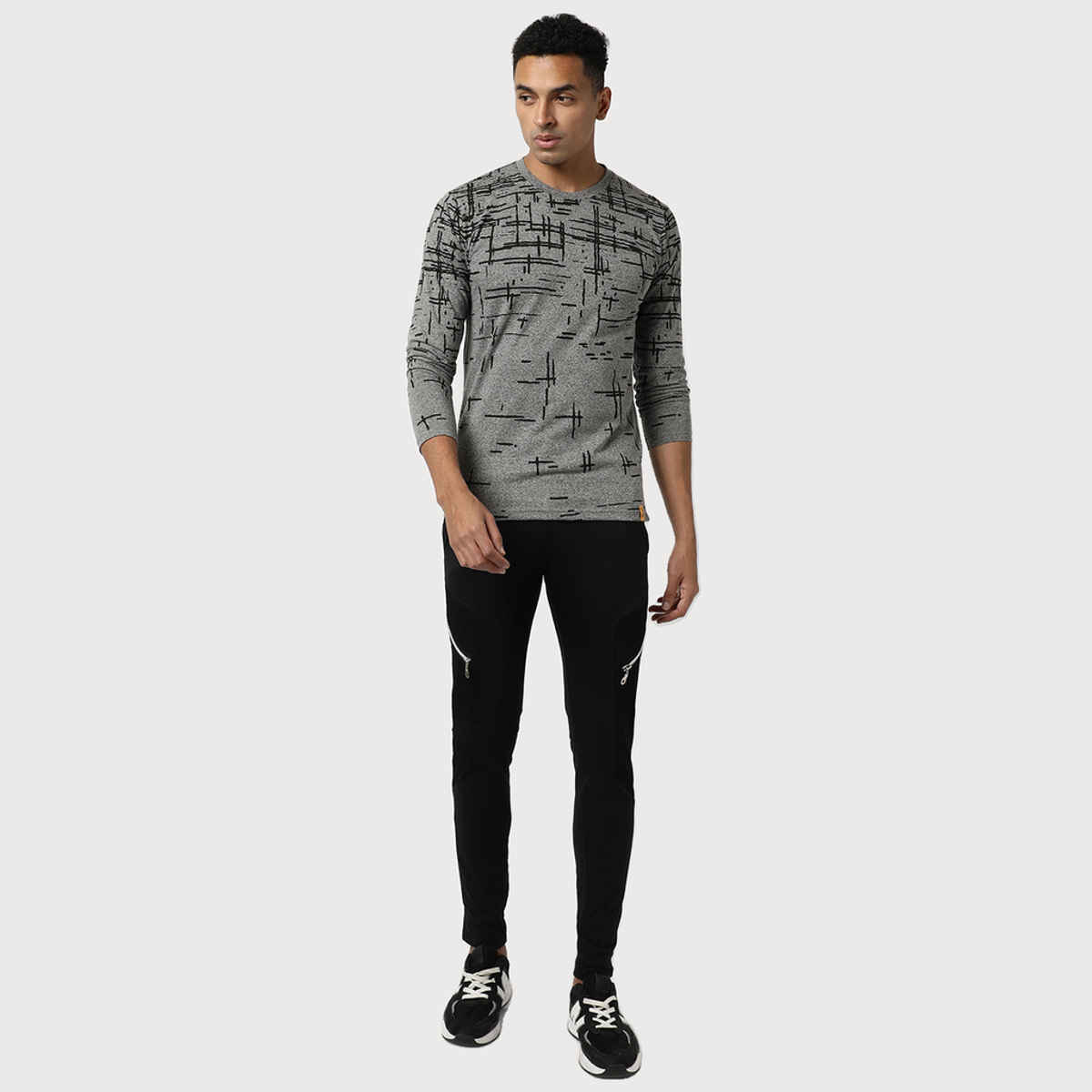 Campus Sutra Men's Printed Casual T-shirt | Grey - L