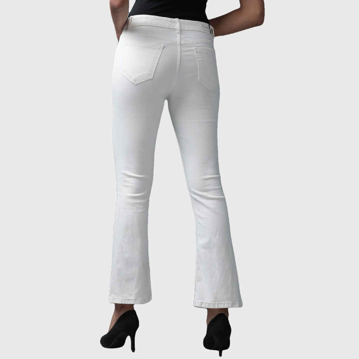 Freehand Women's Bleached Bootcut Denim Jeans | White - 28