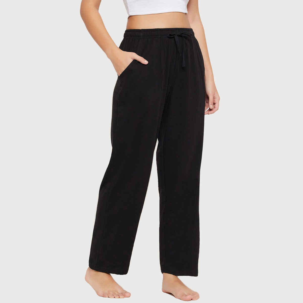 Clovia Cotton Rich Pyjama In Black-L
