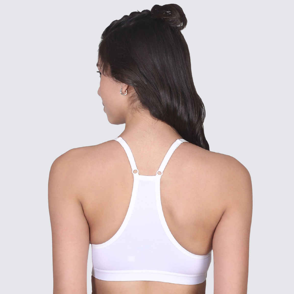 D'chica V-Neck Padded Bra With Removable Cups and Adjustable Straps | White - L