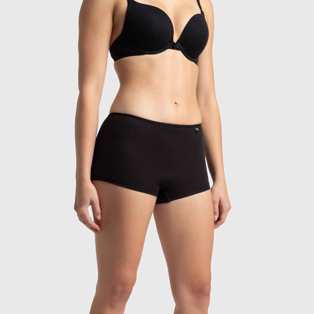 Jockey SS04 Women's Super Combed Cotton Elastane Stretch Underwear BoyShorts|Concealed Waistband | Black-XL