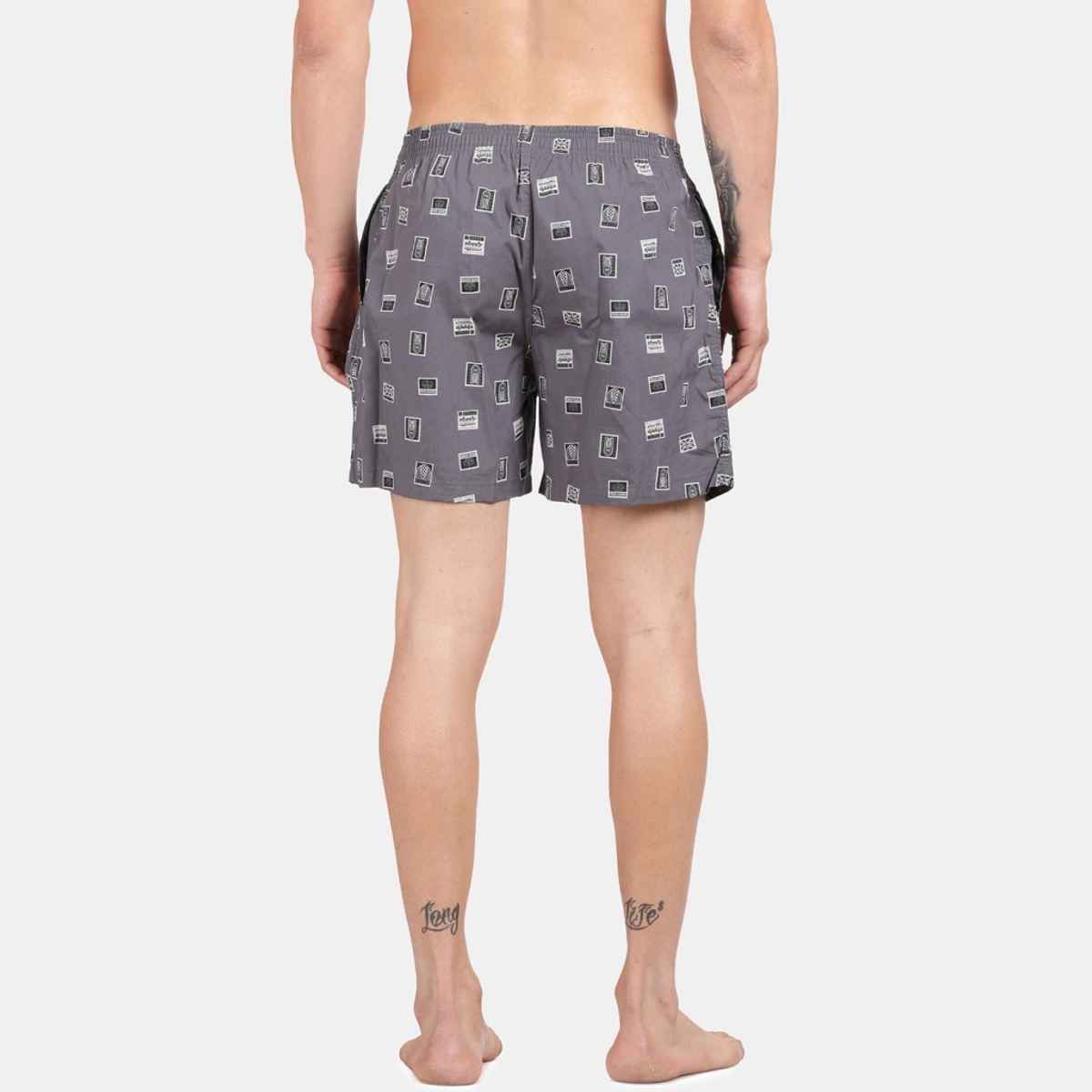 Pepe Jeans Mens Dark Grey AOP 100% Cotton Printed Boxer  - Pack of 1 (XXL) Comfort Fit, Soft Fabric