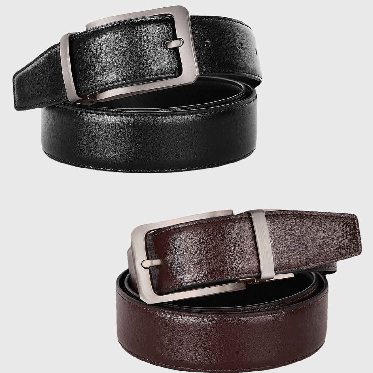 Zoro Men's Solid Faux Leather Reversible Belt | Black and Brown - 40 Inches