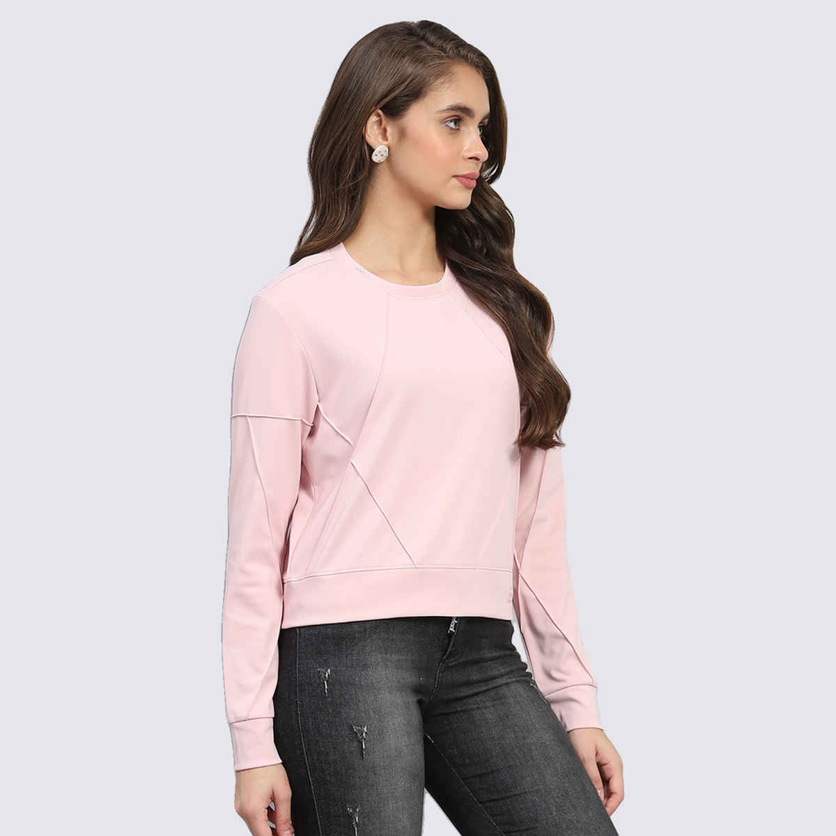 Rock.It By Monte Carlo Womens Pink Solid Round Neck Full Sleeve Sweatshirt | 2240102691-1-38 | L